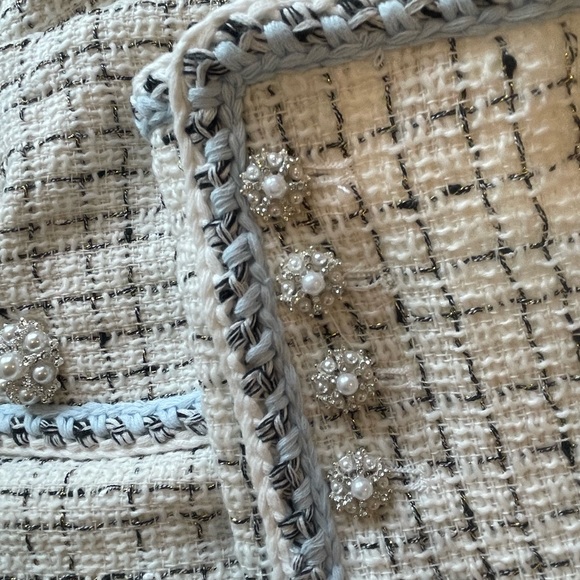 Self Portrait Ivory Bouclé Tailored Midi Dress - Picture 6 of 10